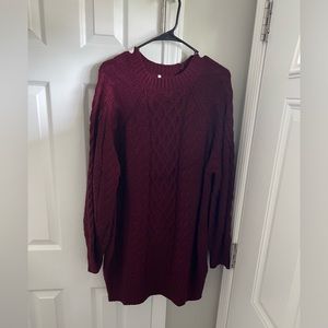 Burgundy Chunky Knit Sweater Dress. Size Large.